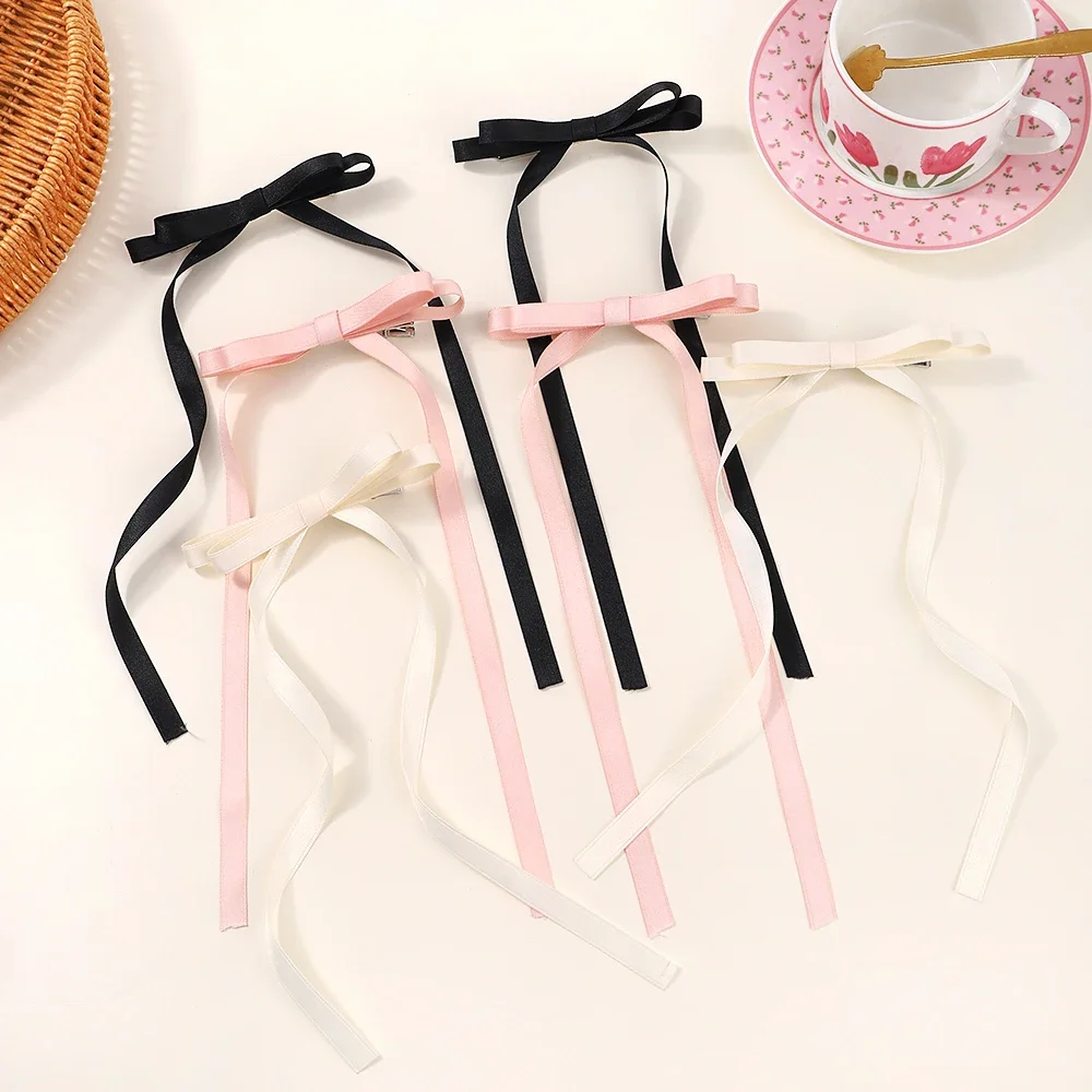 3Colors Bow Hair Band Korean Ribbon Long Tassel Hairpin Women Hair Accessories for Women Girls Christmas Party Hair Accessories