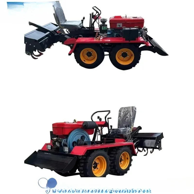 For 4 wheel drive mini-tiller small diesel plow tiller agricultural trencher cultivator household rotary tiller