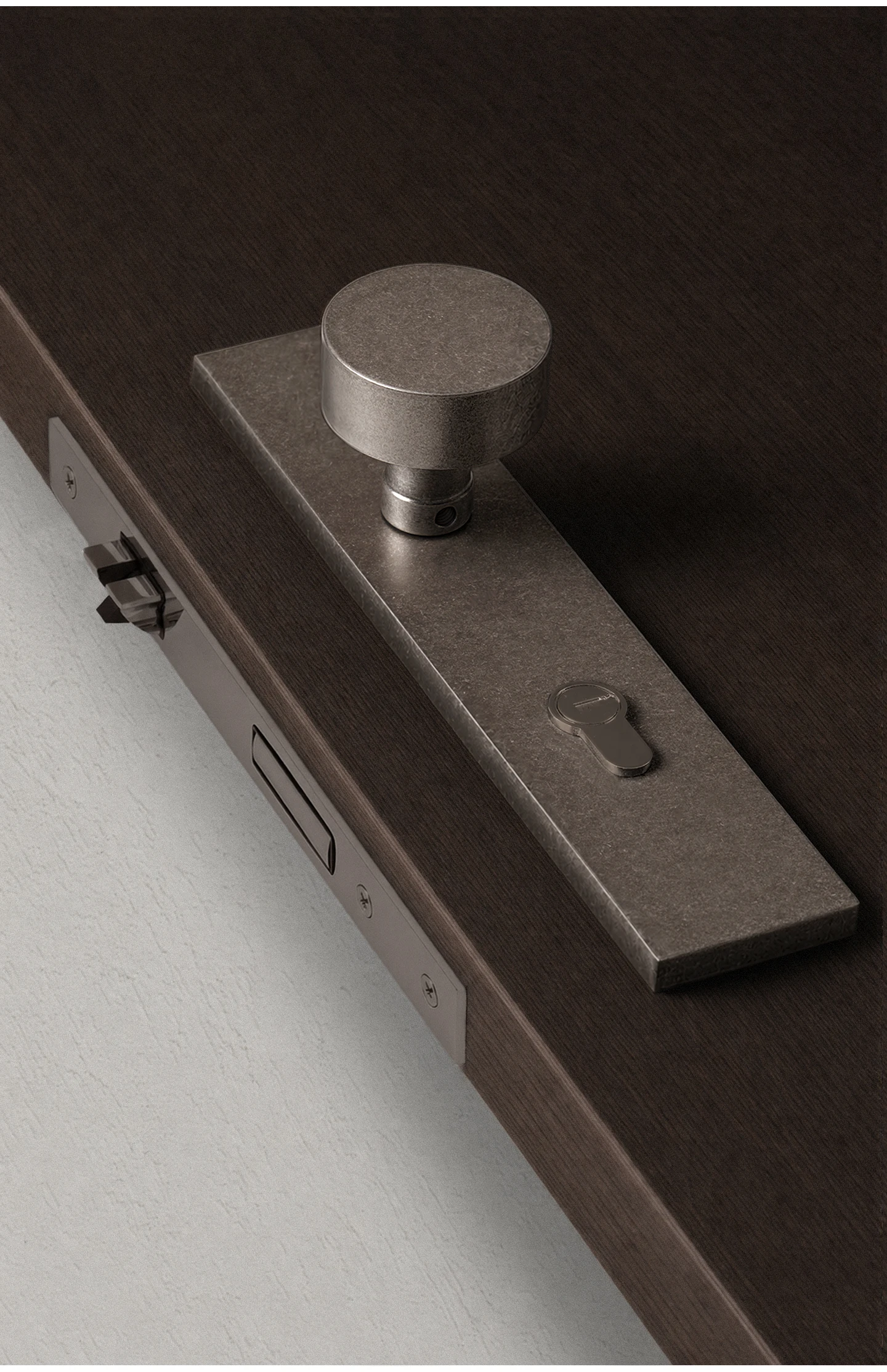 DOOROOM Messing-Türschloss im Vintage-Silber-Look, integrierte Schlosspaneele, Innentürschloss, dekoratives Schloss, Durchgangsschloss – Detail 8