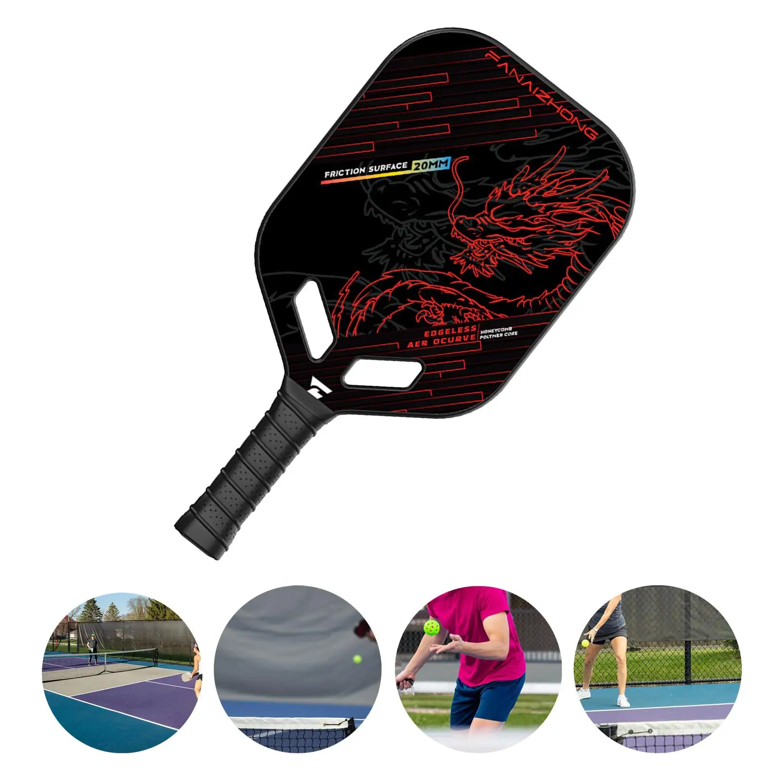 Carbon Fiber Pickleball Paddle PP Honeycomb Lightweight with Nonslip Grip