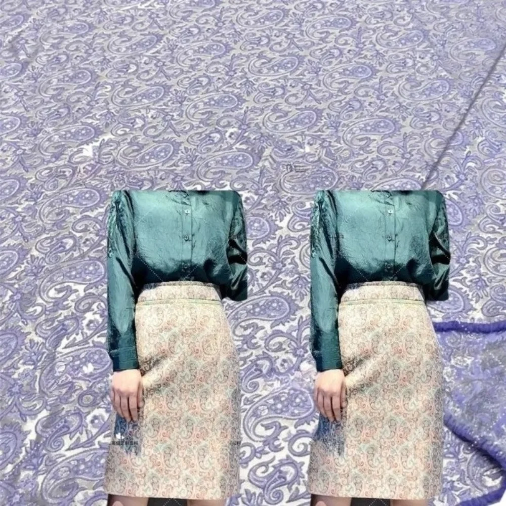 

Metal Wire Brocade Jacquard Fabric Yarn Dyed Vintage Cashew Flower Dress Clothing European Brand Fashion Design Cloth