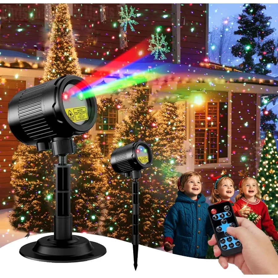 أضواء جهاز عرض ليزر مقاوم للماء لعيد الميلاد في الهواء الطلق 3 ألوان أضواء ليزر للدش على شكل نجمة مع جهاز تحكم عن بعد وفكرة وظيفة الموقت