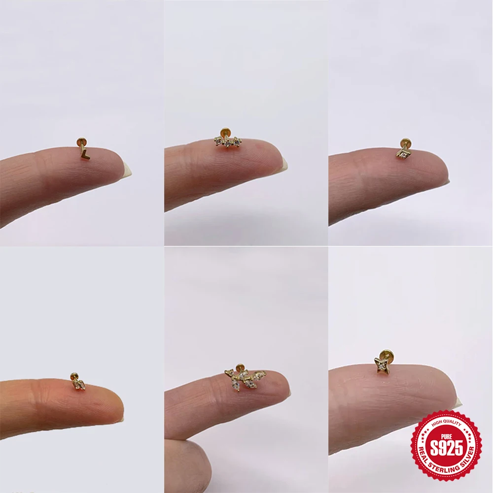 BOAKO 925 فضة كوريا الاتجاه البسيطة الخامس شكل/نجمة ثقب القرط للمرأة 1 قطعة الذهب/الشظية شقة الظهر مجوهرات الحفلات