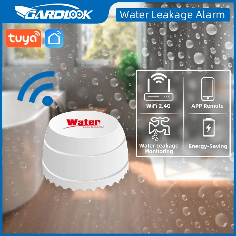 Sensor de nivel de agua con WiFi, Detector de fugas de inundación, alarma de fuga, aplicación Smart Home Life, alerta de desbordamiento de agua, sistema de seguridad, Tuya