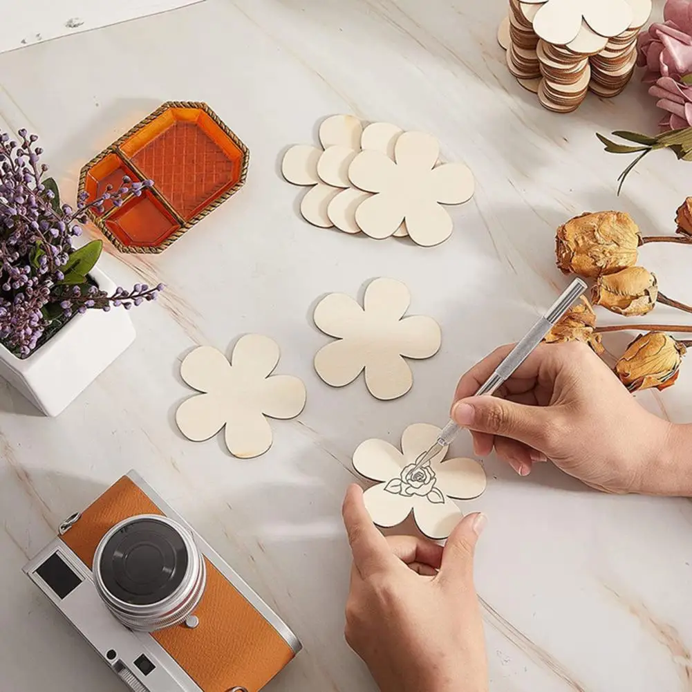 Wood Flower Decorations Diy Projects Wood Flowers 20 Pieces of Solid Wood Plum Blossom Coasters for Diy Crafts for Cup