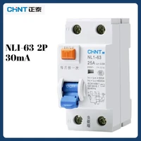 Disyuntor de corriente Residual electromagnético Original Chint NL1-63 2P 25-63A 30mA 35mm montaje en carril DIN para protección de Motor/bomba