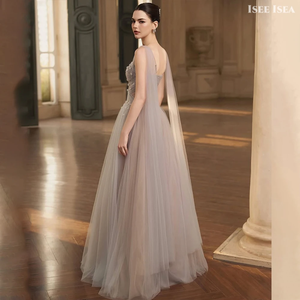 シンプルなイブニングドレスキラキラスクエアカラービーズ Vestidos デ ガラチュールエレガントウエディングドレス特別な日のドレス 2025 カスタマイズ