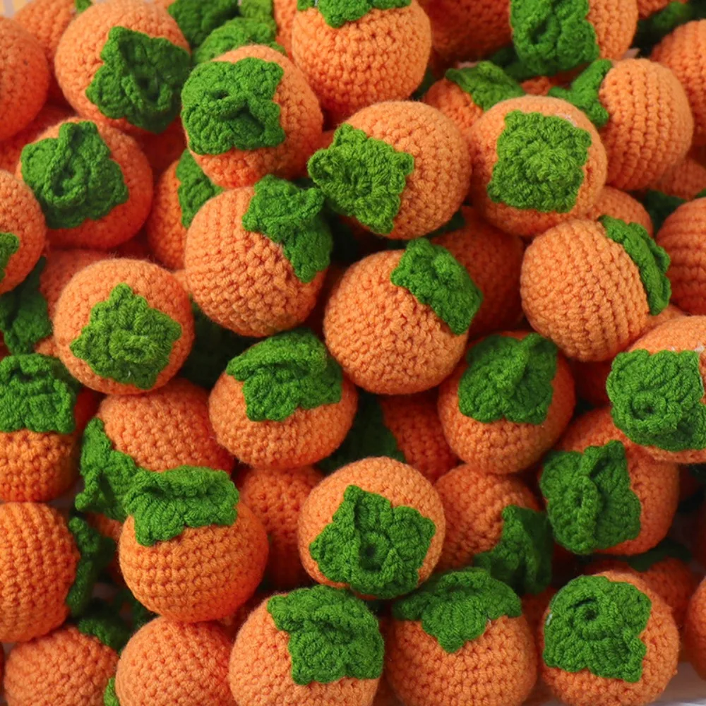 Cartoon Wool Cute Fruit Orange Strawberry Hand Knitted Strawberry Artificial Fruit Knitting Supplies Knitted Strawberry Fruits