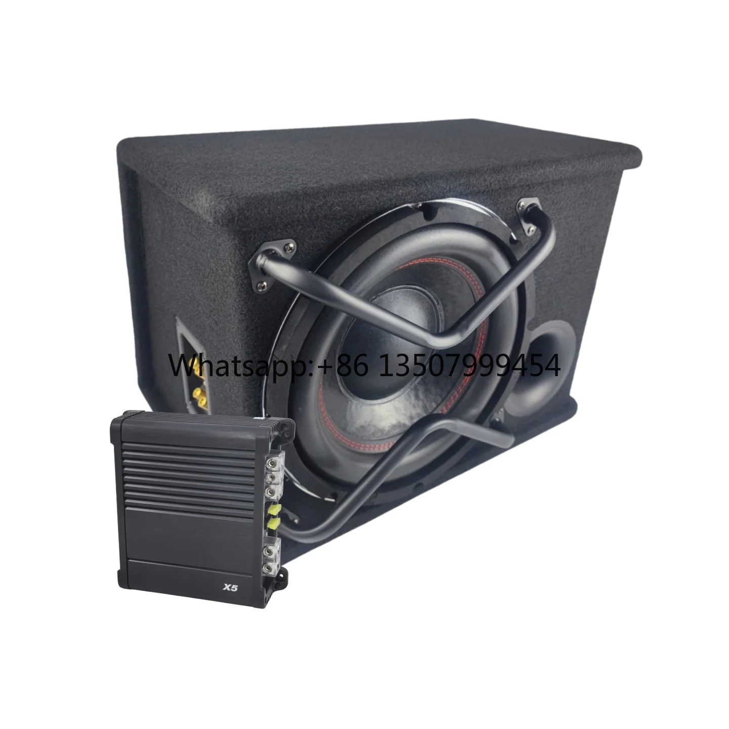 12 Inch Wooden Box Passive Subwoofer Combo, Single Channel Amplifier with Complete Wires for Car Sound Quality Upgrade