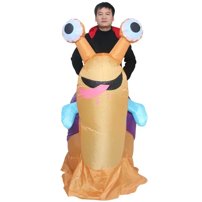 Inflatable Costume Riding on Snail Funny Cosplay Blow Suit Halloween Carnival Clothing Fancy Dress Up Party for Adult