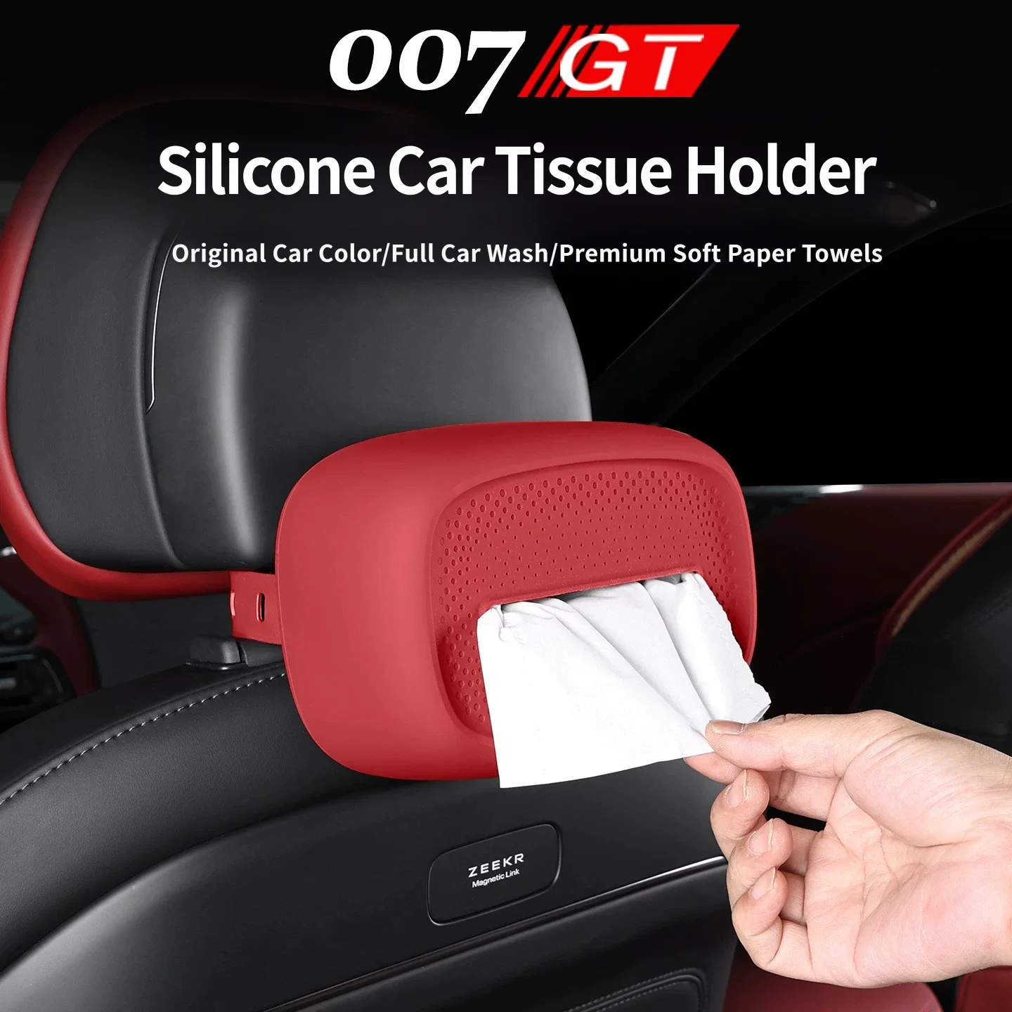 Car Accessories For Zeekr 7GT 007GT 2025 2026 Silicone Facial Tissue Storage Bag Paper Towel Dispenser Auto Interior Organizer