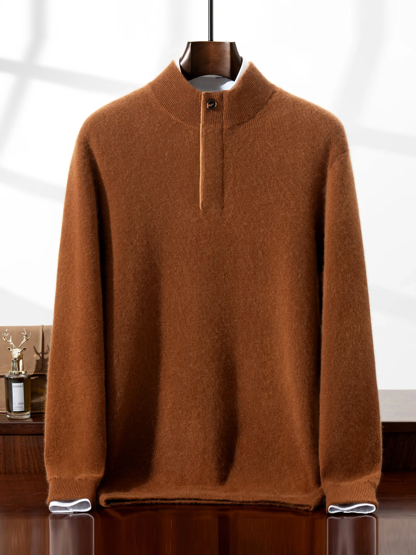 Light Luxury Autumn Winter Man Sweater Smart Casual 100% Cashmere Knitwear Thick Pullover Men Long Sleeve Clothes Tops Outerwear