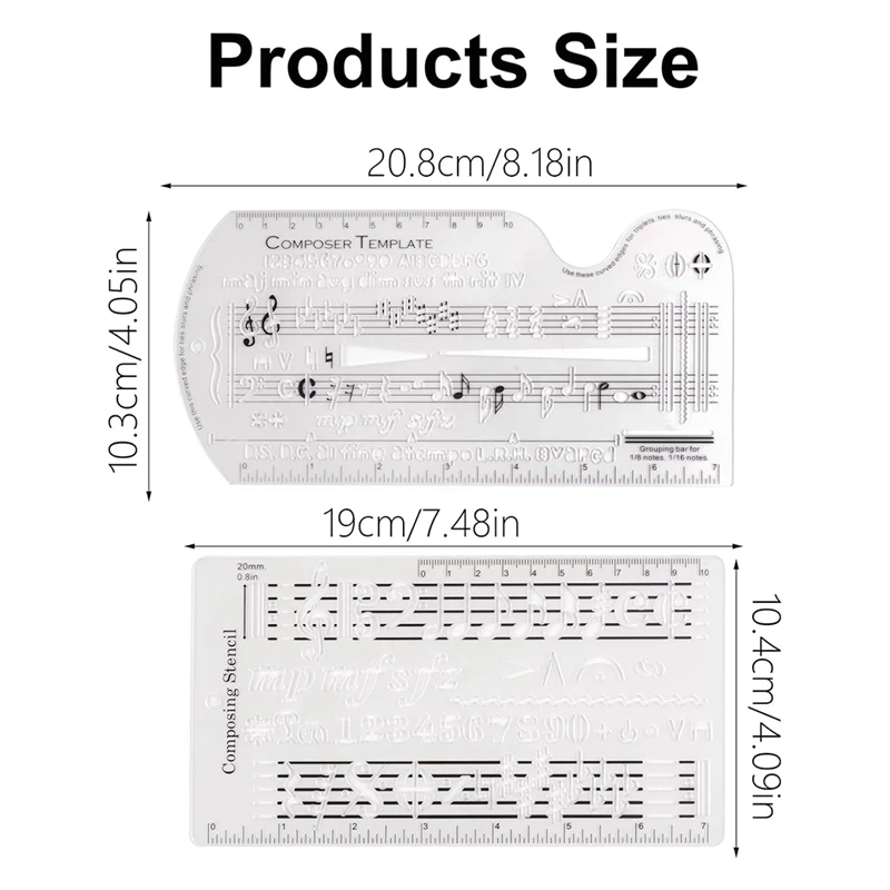 Song Writer's Composing Template Stencil For Music Notes & Symbols Staff Drawing Ruler Music Composition Accessories