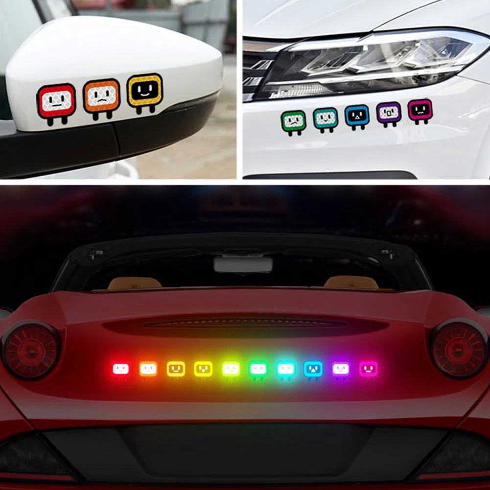 10 قطعة دراجة نارية عالمية سيارة دراجة ملصق الكرتون تحذير السلامة عاكس عالية عاكس الشريط لملصقات خوذة دراجة السيارة