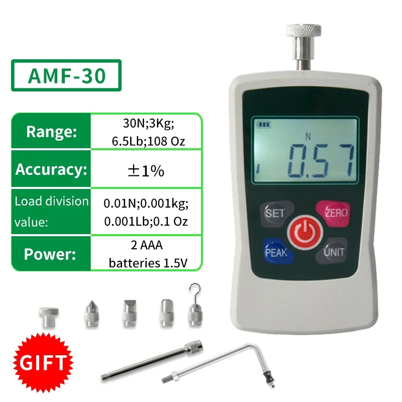 ALIYIQI Trigger Pull Pul Force Gauge 30N/6,5LB/3Kg/108 Oz Pistolet Dynamometr z dużym ekranem LCD do mechaników szkolnych