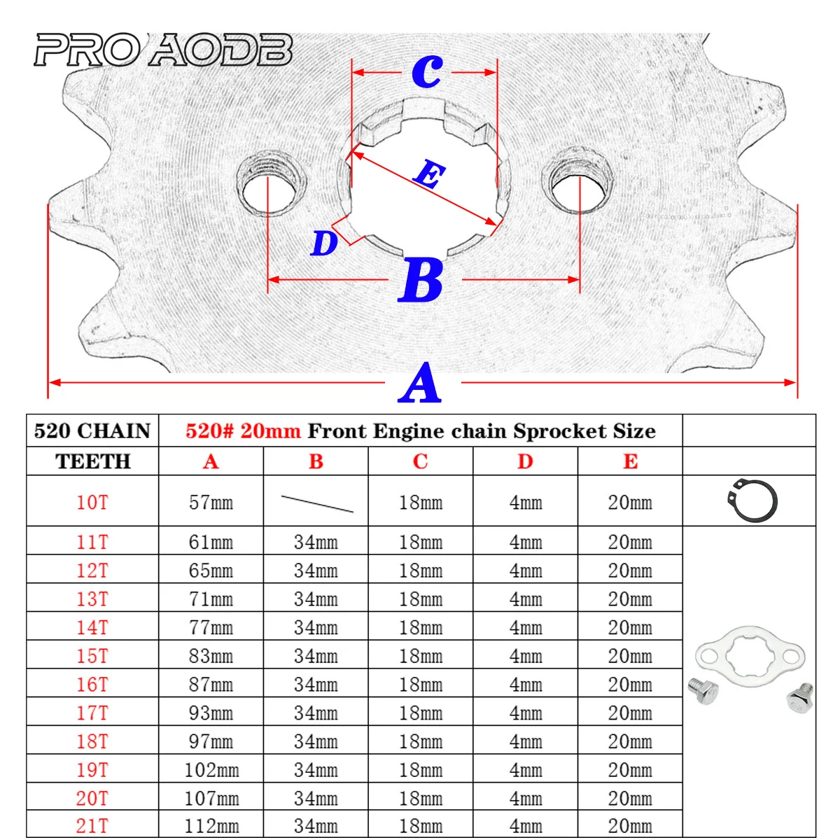 520# 10t 11T 12T 13T 14T 15T 16T 17T 18T 19T 20T 21T 22T 23T Tooth 20mm ID Front Engine Sprocket fit Pit Bike ATV Motorcyclepart