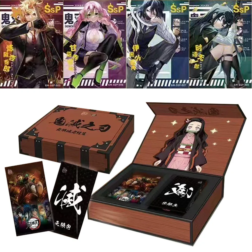 

Wholesales Latest Full Series Demon Slayer Collection Cards Fluorescent Effect Enamel Quicksand Film Playing Anime Acg Cards