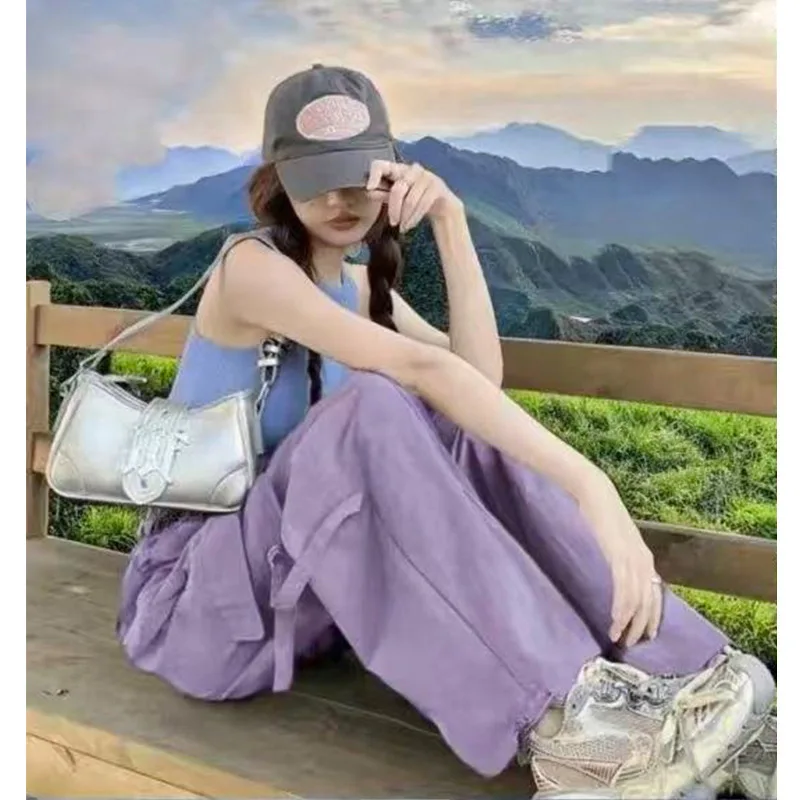 

Women's Spring Summer New in Overalls High-waisted Loose Casual Mountain Climbing Straight Ice Silk Quick-drying Sweatpants