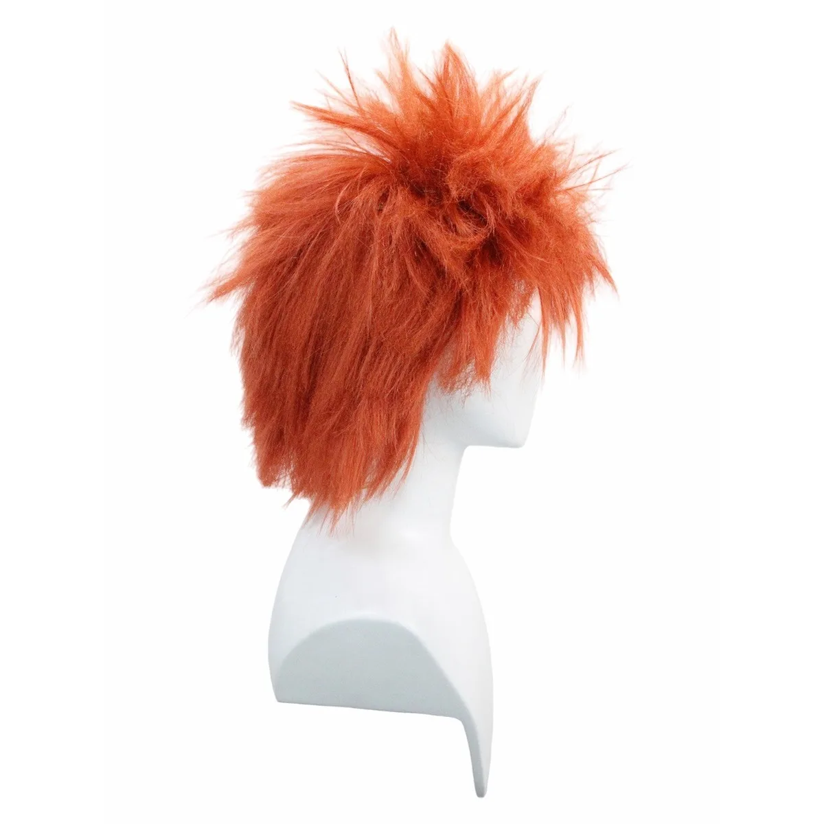 Orange-rote, unordentliche, stachelige, flauschige, kurze synthetische Perücke, Unisex, für Anime, Halloween, Party, lustiges Cosplay-Kostüm, Haarteil – Detail 5