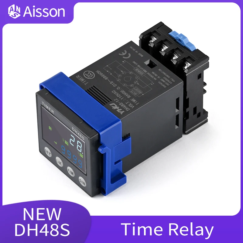 Nowy cyfrowy przekaźnik czasowy opóźnienia DH48S Precyzyjny programowalny cykl DH48S-A 1Z 2Z 2ZH Seria AC220V AC DC 24V 12V z podstawą gniazdową
