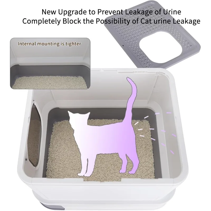 Le milioni vendono la lettiera per gatti Wordwide, grande lettiera antispruzzo con ingresso superiore con coperchio, lettiera per gatti in plastica chiusa B