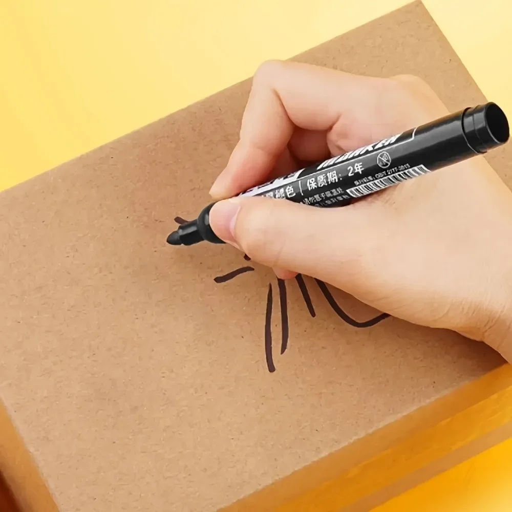 5 шт. водонепроницаемые перманентные маркеры, черные чернила большой емкости, на масляной основе, идеально подходят для офиса и маркетингового использования