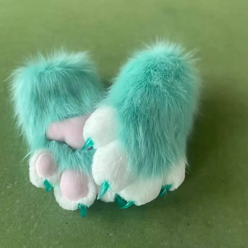 Nieuwe Fursuit Kigurumi Harige Dierenpoten Handschoenen Nagels Kig Cosplay Kostuum Wearable Harige Dieren Kleurrijke Klauwen Cos Rekwisieten Halloween