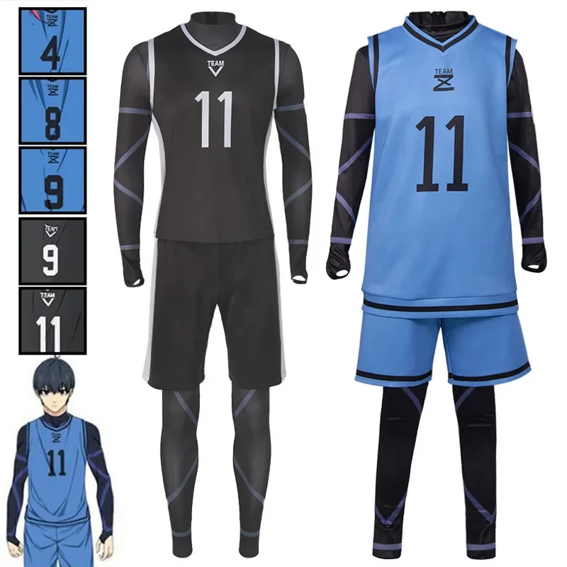 Blue Lock Anime Cosplay Costume Isagi Yoichi Nagi Chigiri Rensuke Kunigami Bachira Megur Jumpsuit Football Club Sportswear Wig