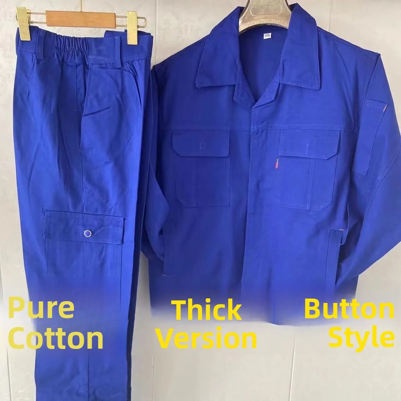 

Комплект рабочей формы из чистого хлопка с длинными рукавами для осени и зимы, спецодежда для строительных площадок, мужская и женская, для сварки...