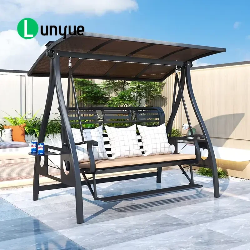 Heavy Duty 3 Seat Aluminum Outdoor Swing Chair New Design Garden Patio Relaxation Furniture Durable Weather Resistant Seating