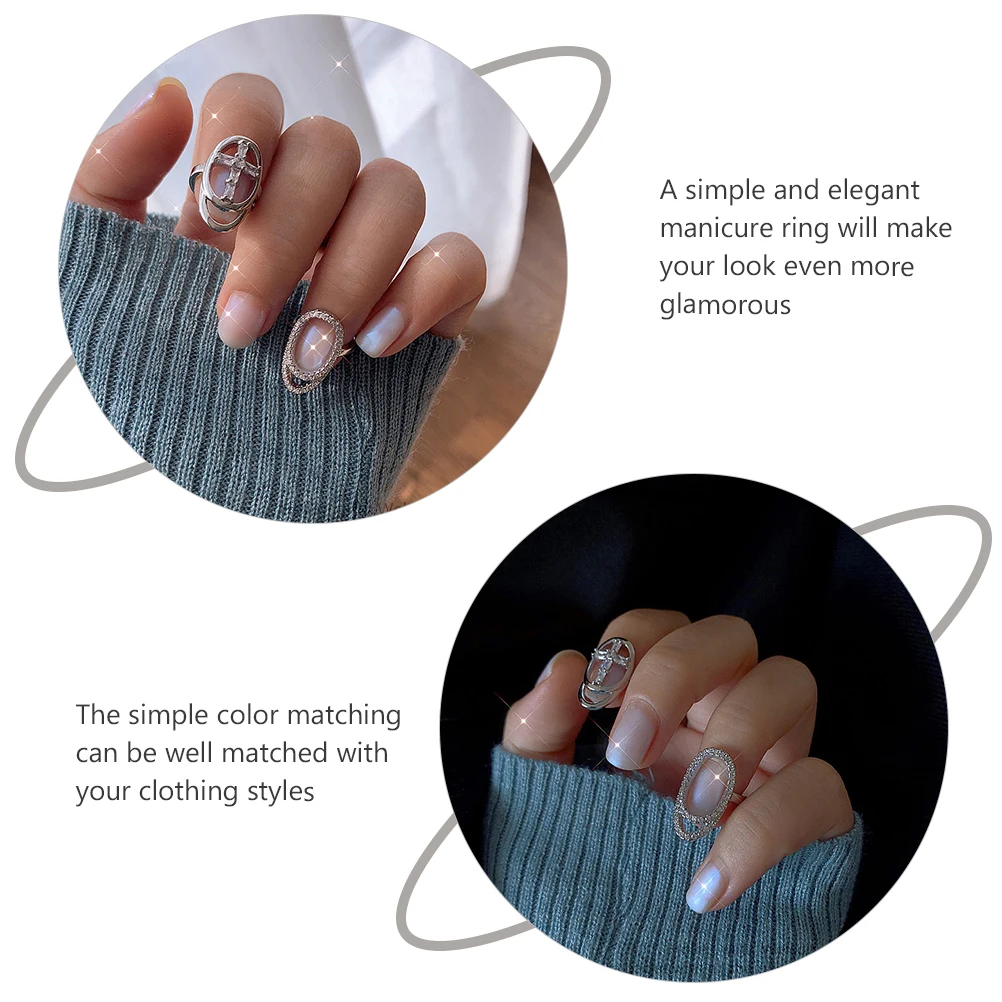 

Fingernail Ring for Women Zircon Hand Decoration Exquisite Sterling Silver Woman