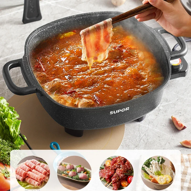 Electric Chafing Dish Household Multi-Functional Electric Caldron Food Warmer Hot Pot Small Electric Heat Pan Non-Stick Pan