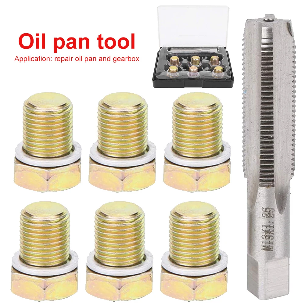 Portable Oil Pan Drain Sump Plug Key M13x1.25 Iron Oil Pan Thread Repair Tools Kit Sump Drain Plug Repair Kit