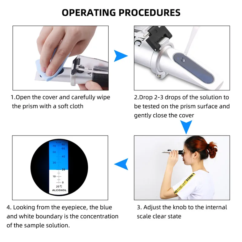 yieryi Portable Refractometer Design For Liquor Alcohol Refractometer Content Tester 0-80% V/V ATC Refractometer