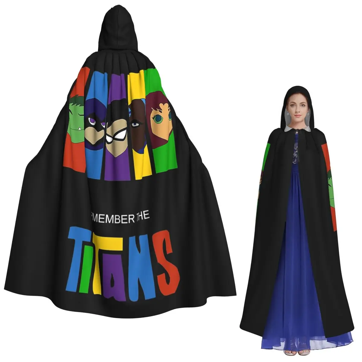 

Длинный плащ с капюшоном Teen Titans Go, средневековый костюм ведьмы, накидка для косплея, пальто на Хэллоуин для взрослых, унисекс