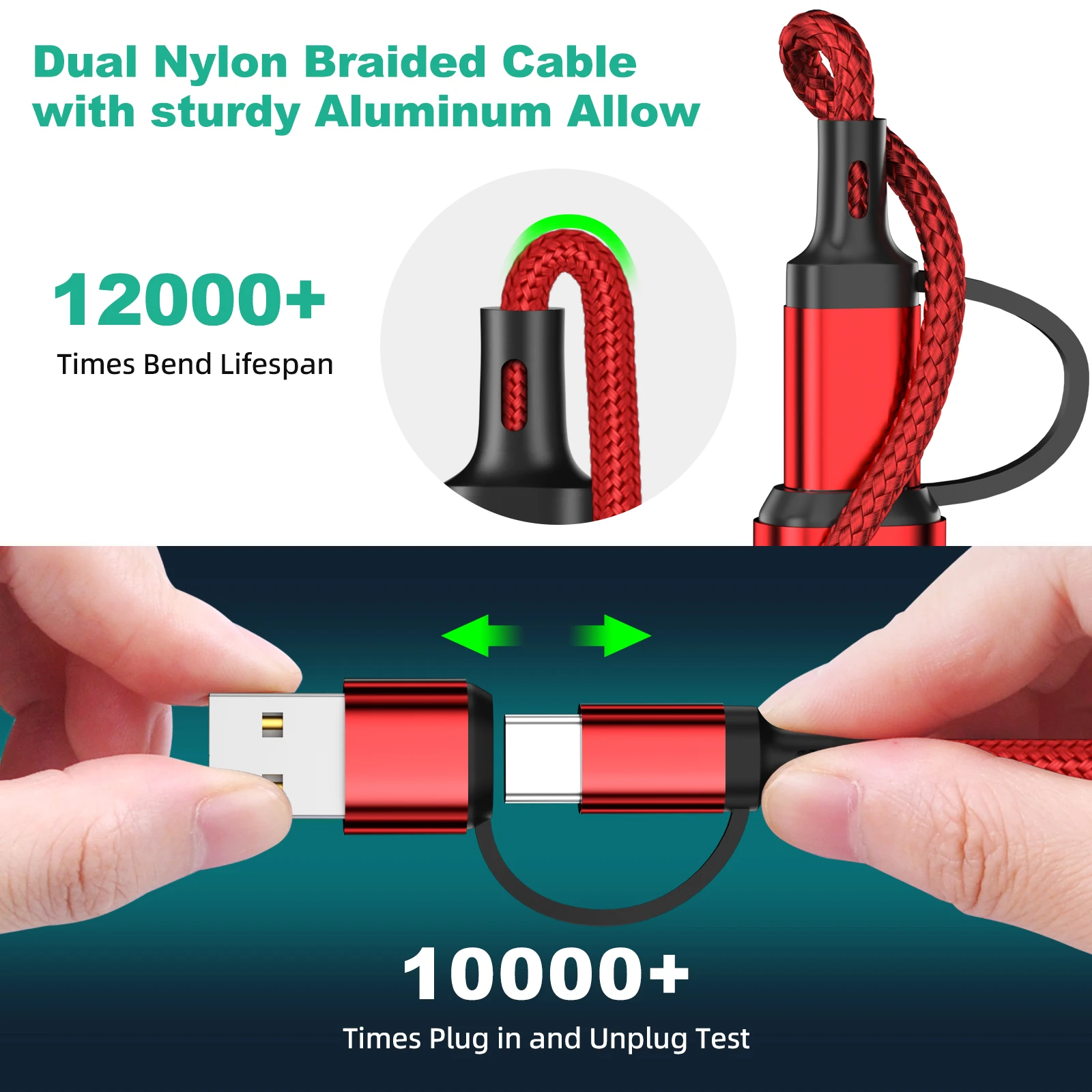 Cable de carga rápida 3 en 1 para iPhone, Huawei, Micro USB tipo C, 1,2 m, puerto Usb múltiple