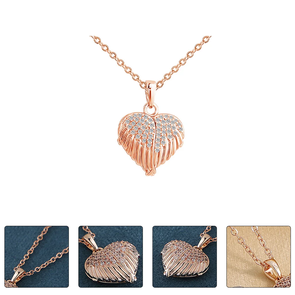 

1Pcs Heart Shaped Necklace Copper Creative Photo Frame Pendant Chic Women Clavicle Chain Fashionable Jewelry for Birthday