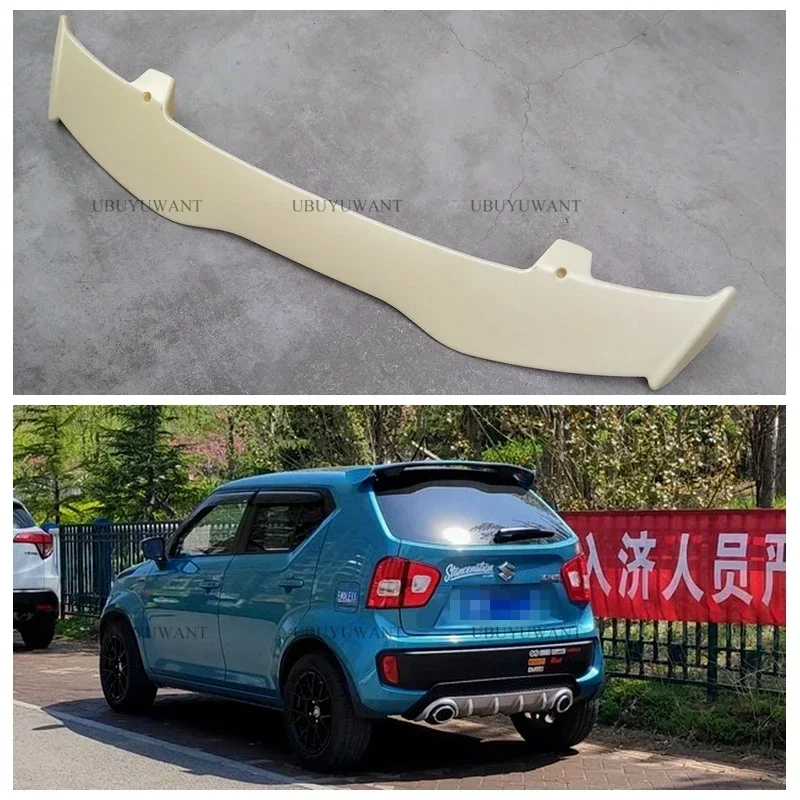 Rear Trunk Spoiler Car Styling Rear Trunk Boot Roof Spoiler For Suzuki IGNIS 2017 2018 2019 2020 Carbon Fiber Look Tail Spoiler