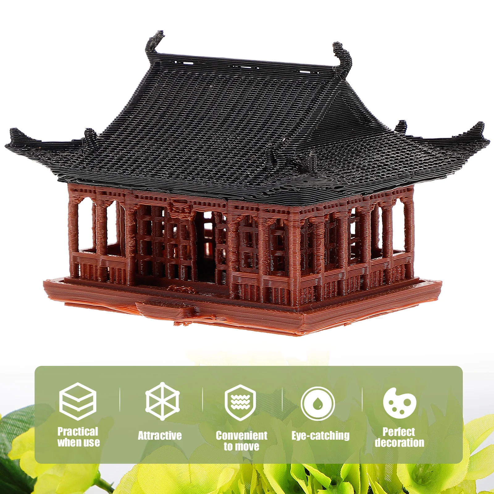 Pavilion Decorations Chinese Statue Mini Pagoda Garden Japanese Aquarium Accessories Bonsai 600X450X450CM Temple Brown