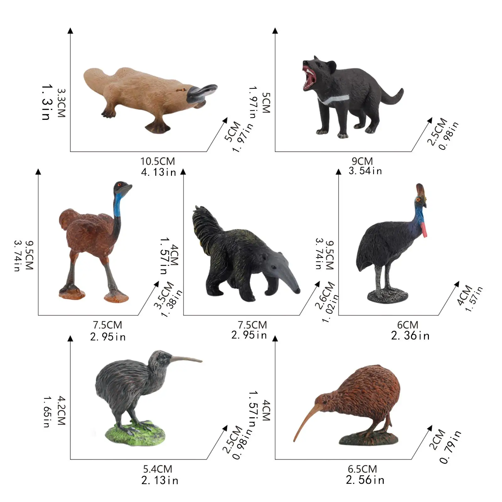 Figuras de animales de 7 piezas, modelos de decoración de escritorio, juego de figuras de animales realistas para niños y niñas, suministros para fiestas