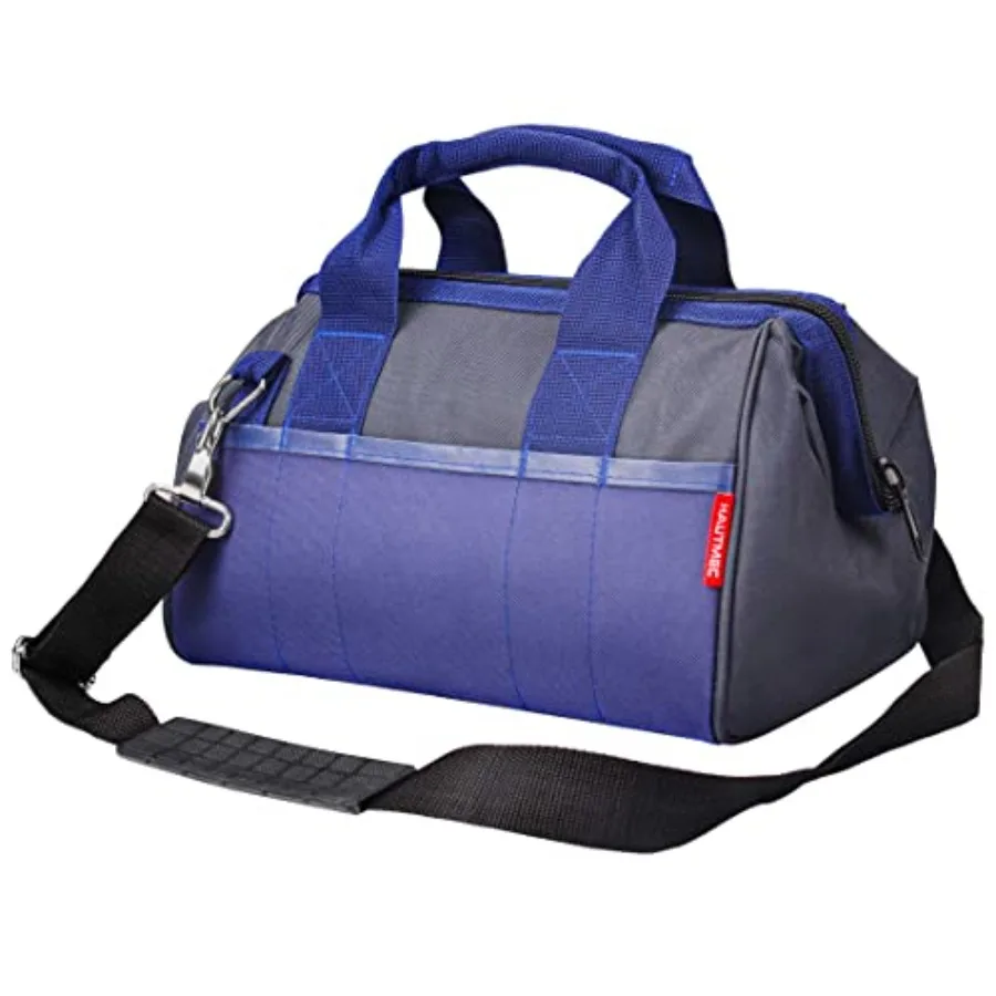

13" Small Tool Bag, Wide Open Mouth Tool Organizer with 23 Pockets, Rigid Frame, Shoulder Strap and Reinforced Base - HT0074