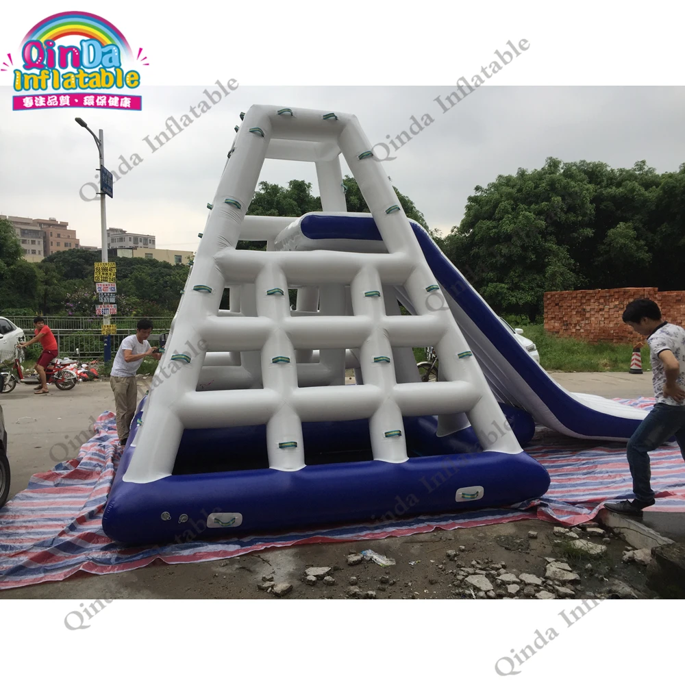 Free Air Pump Inflatable Floating Slide On Water,Water Park Use Inflatable Climbing Slide For Sale