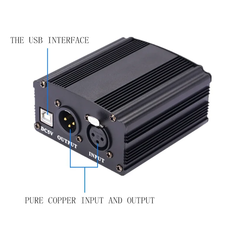 48V Phantom Power Adapter XLR Cable For Condenser Microphone Studio Recording Phantom Power For BM 800 Condenser Mic