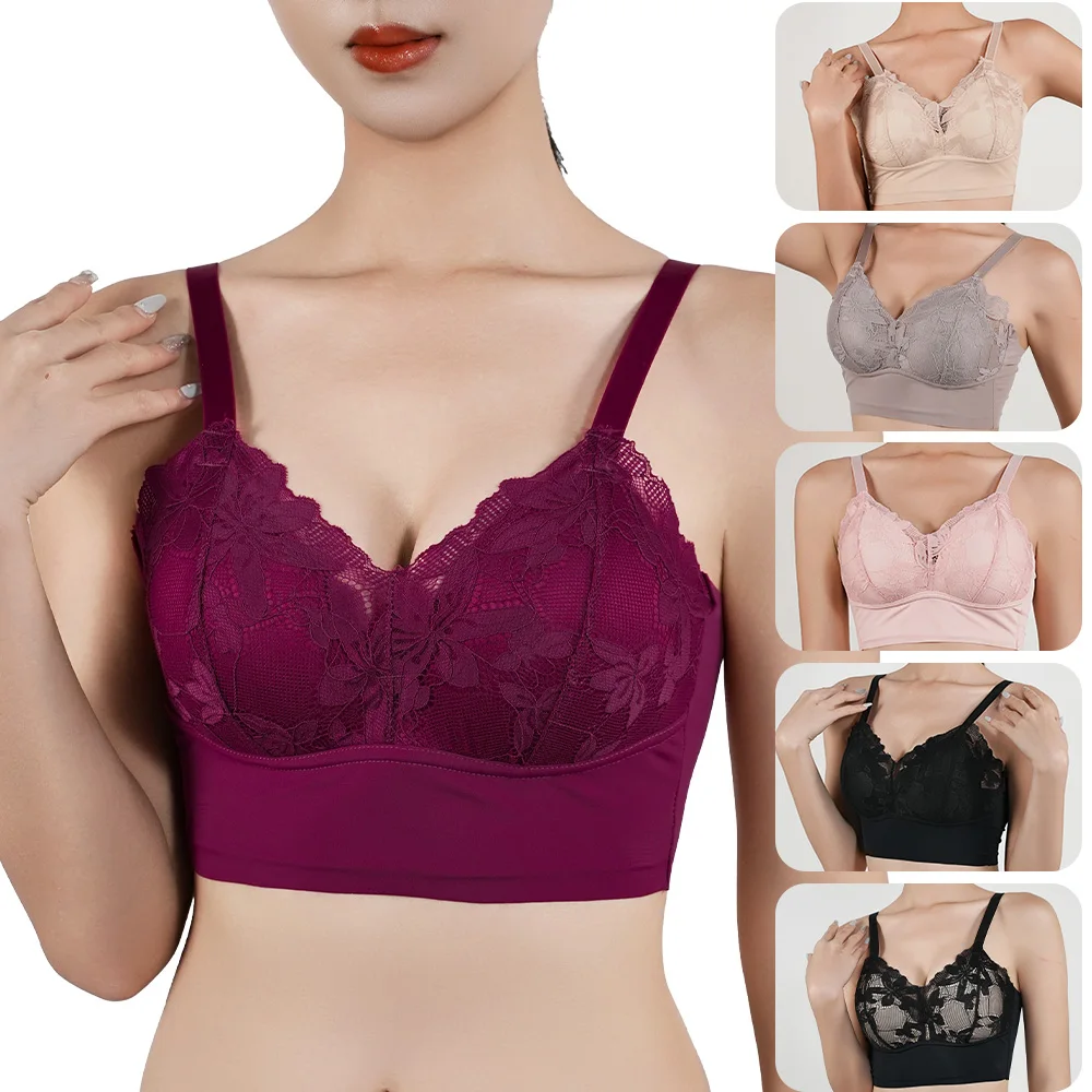 Hot Full Cup Thin Underwear Small Bra Plus Size Wireless Adjustable Lace Women's Bra Breast Cover B C Cup Large Size Lace Bras