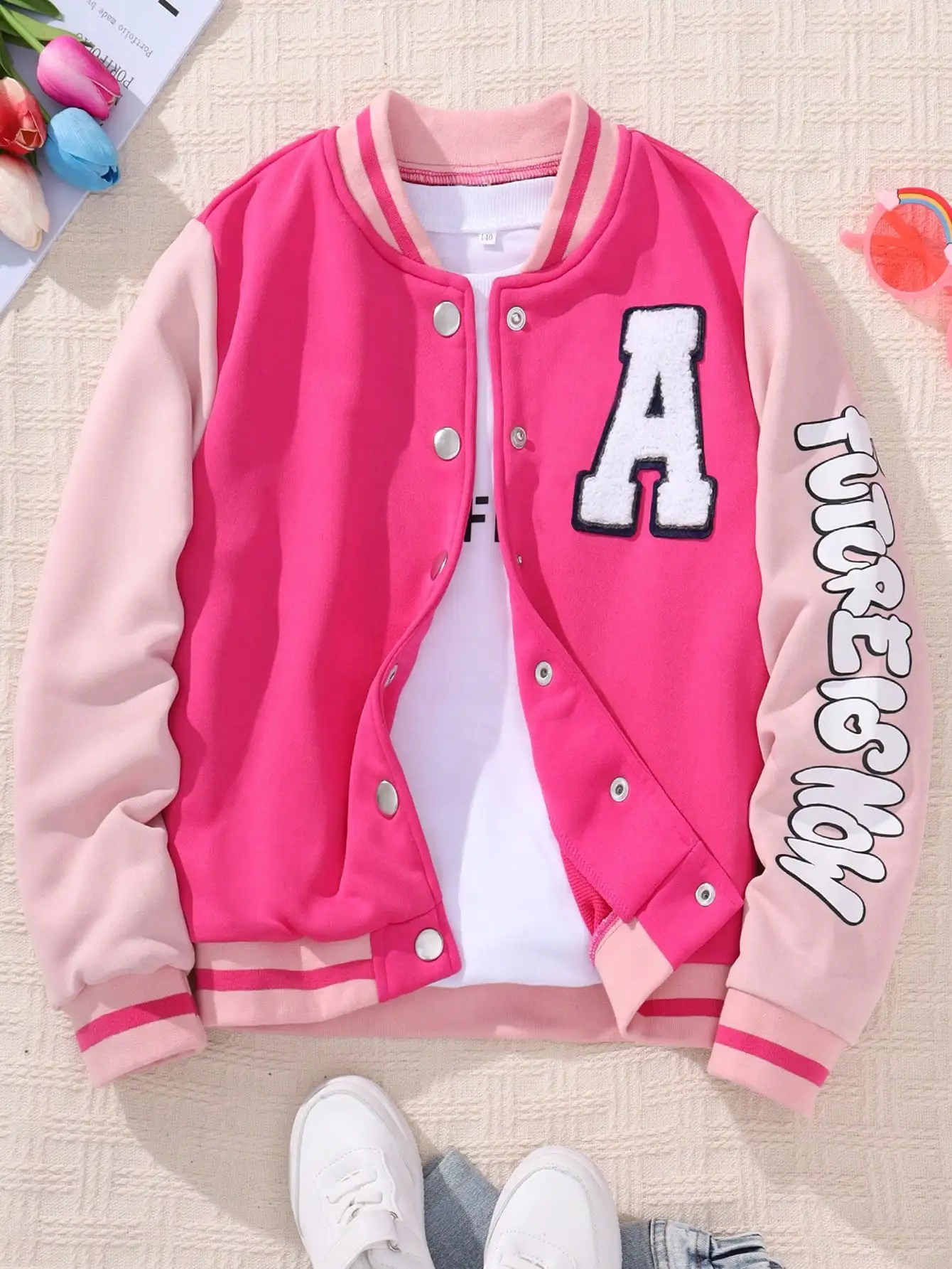 8-12years American Style Girl Coat Spring And Autumn Children Baseball Suit Trendy And Fashion Autumn Top Trendy Sports Jacket