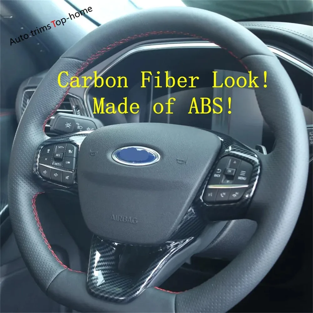 ABS ماتي ألياف الكربون غطاء عجلة القيادة ملصق الكسوة اكسسوارات السيارات التصميم لفورد إسكيب/كوغا 2020 2021 2022 2023 2024