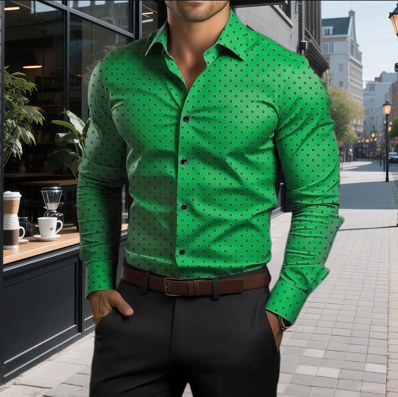 Men's shirt casual fashion polka dot business shirt daily summer vacation long sleeve shirt oversized design fast delivery