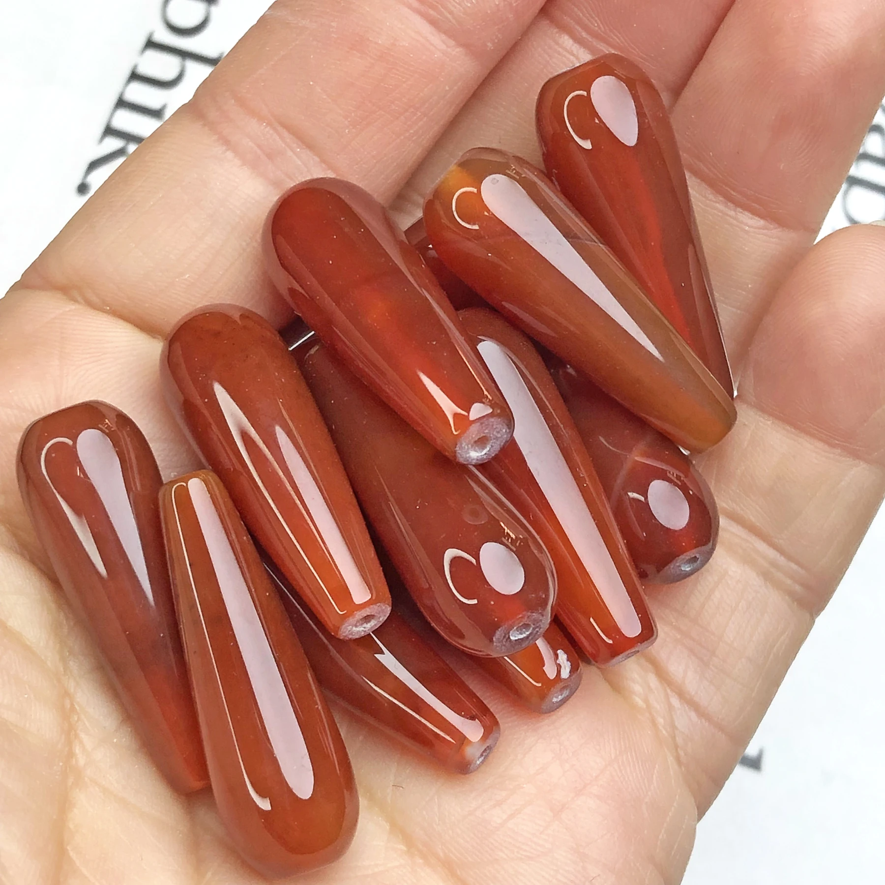 10x30mm Water Drop Natural AAA Red Agates Stone Pendant Beads Loose Carnelian Onyx Beads For Jewelry Making Diy Accessories