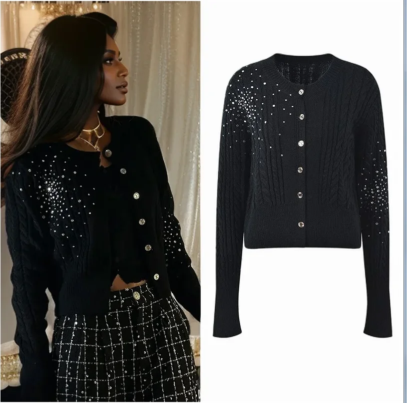 Women's knitted top Diamond coat 2024 autumn/winter knitted cardigan