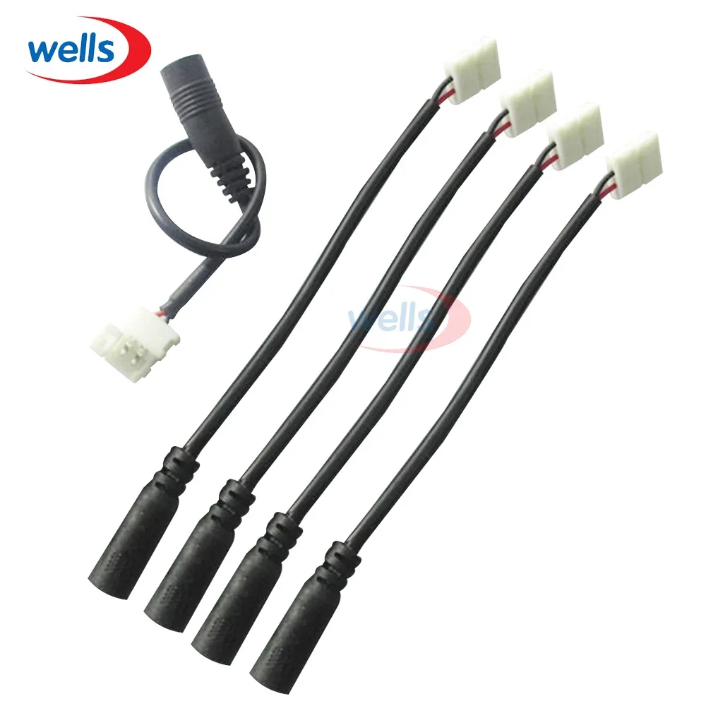 5Pcs 2Pin 10mm Cable To DC Female Solderless Connector For Adapter 5050 Single Color LED Strip